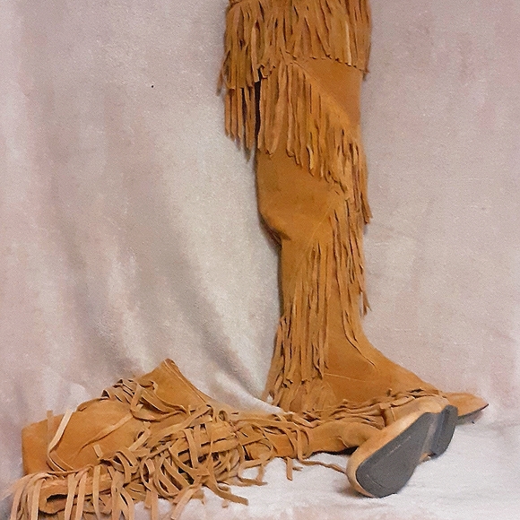 NEW SAM EDELMAN Fringe Over The Knee Boots - Picture 3 of 4